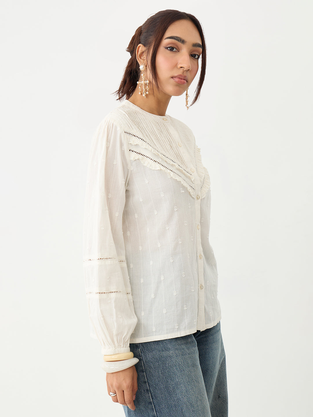 Off- White Pleated Yoke Dobby Shirt