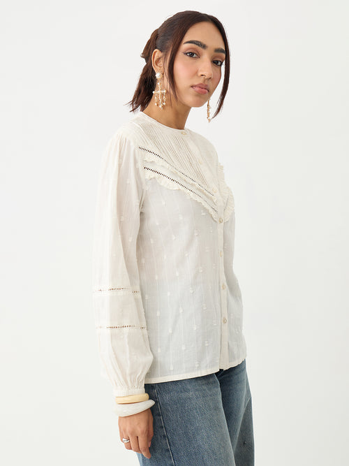 Off- White Pleated Yoke Dobby Shirt