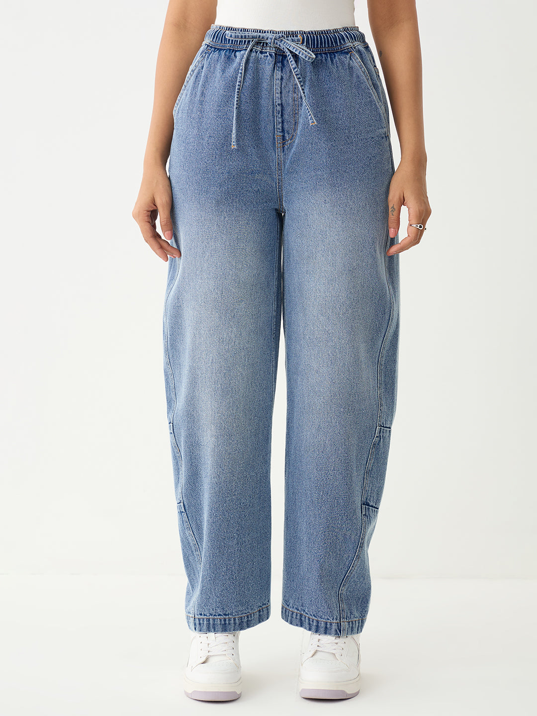 DenimClassic Blue Drawstring Detail Travel Jeans