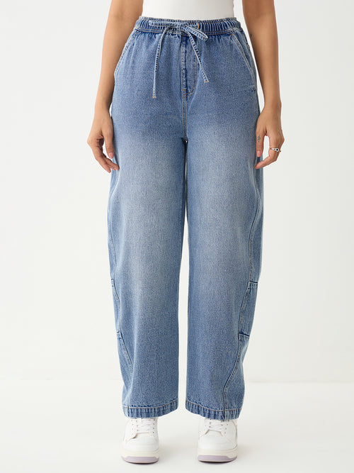 DenimClassic Blue Drawstring Detail Travel Jeans