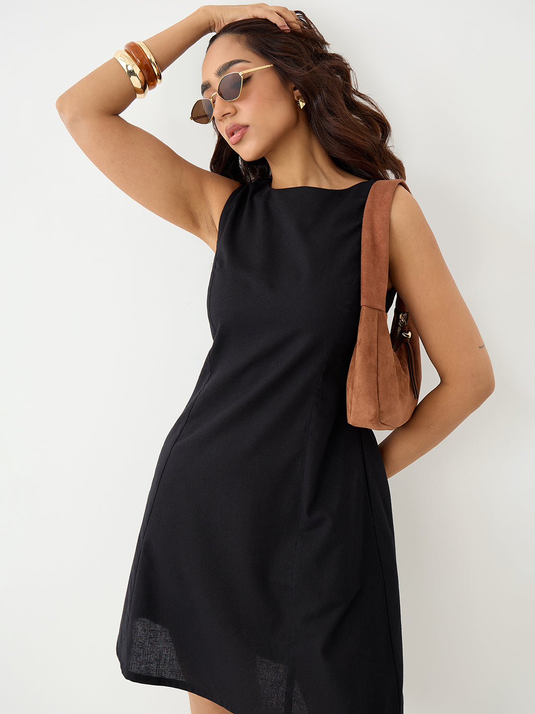 LinenLite Black Mini Dress