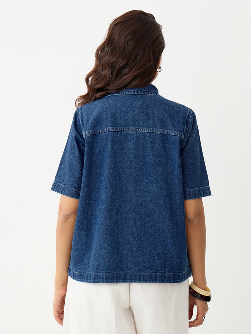 DenimClassic Mid Blue Half Sleeves Shirt