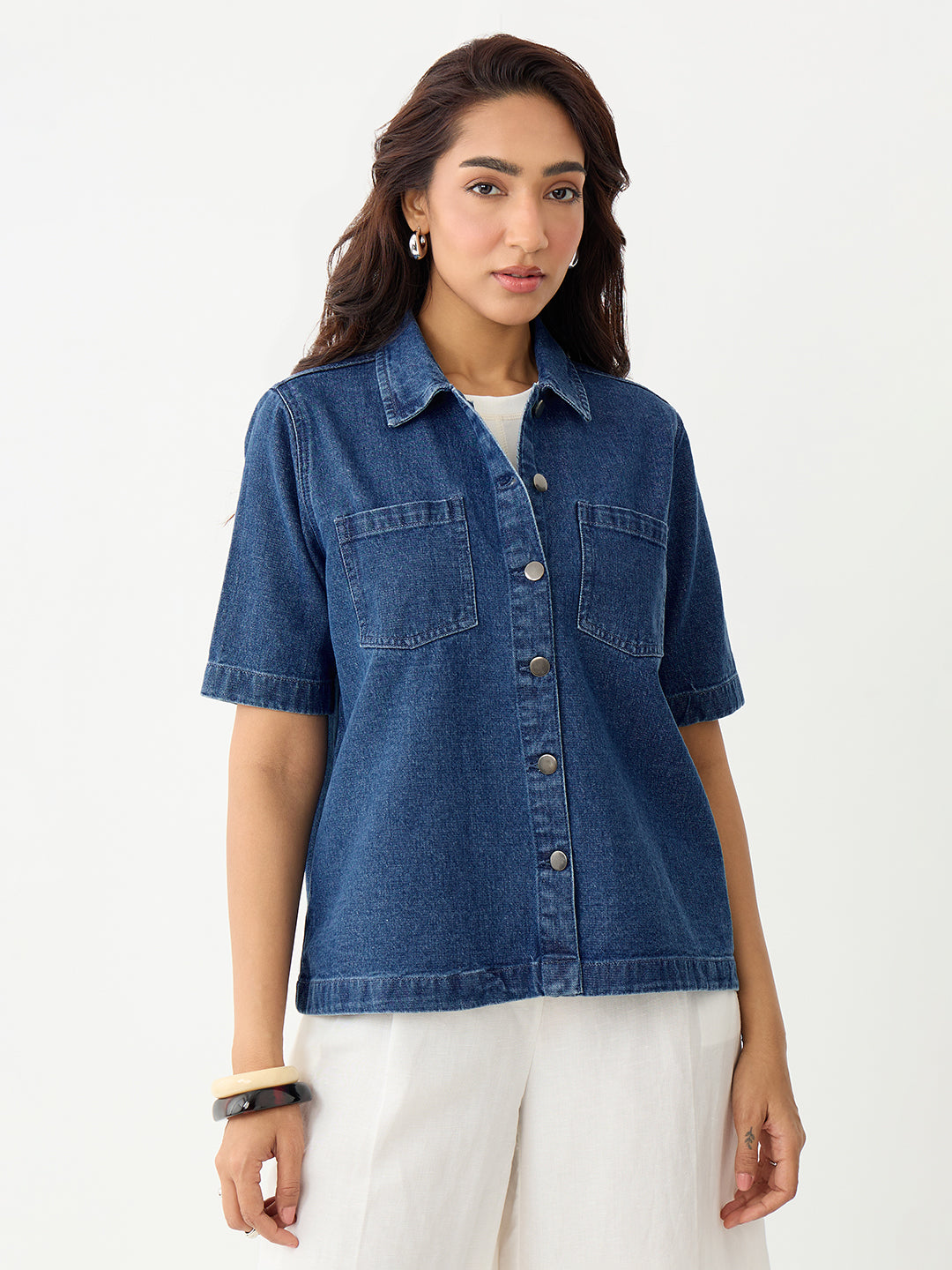 DenimClassic Mid Blue Half Sleeves Shirt