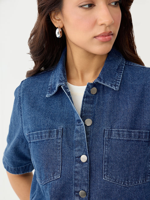 DenimClassic Mid Blue Half Sleeves Shirt