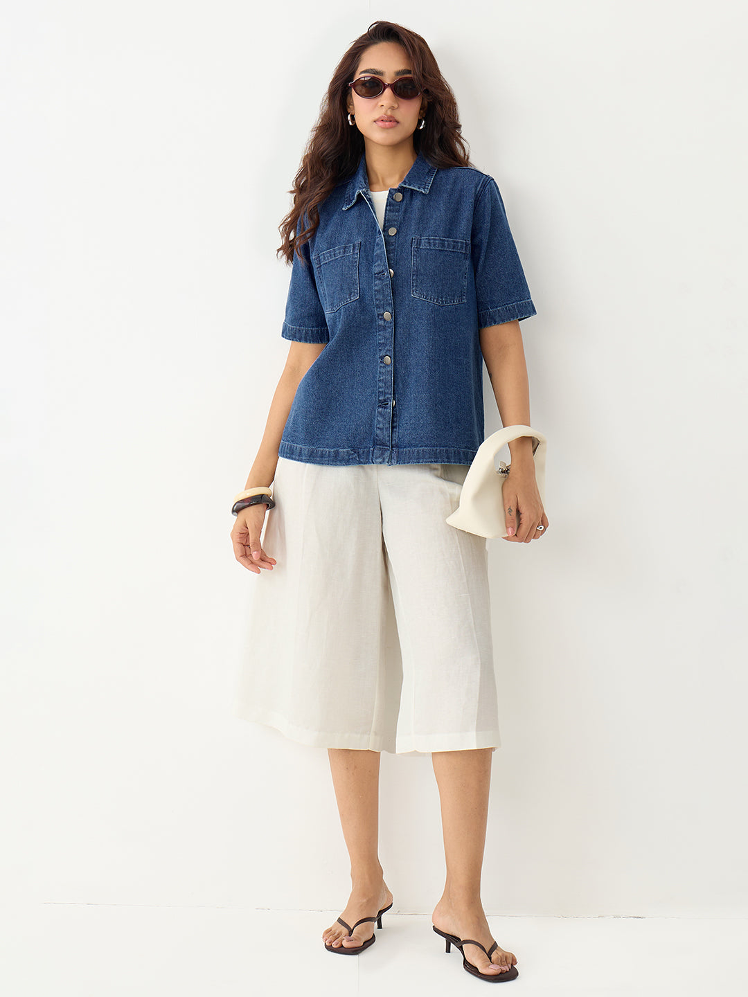 DenimClassic Mid Blue Half Sleeves Shirt