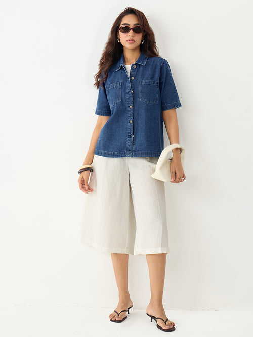 DenimClassic Mid Blue Half Sleeves Shirt