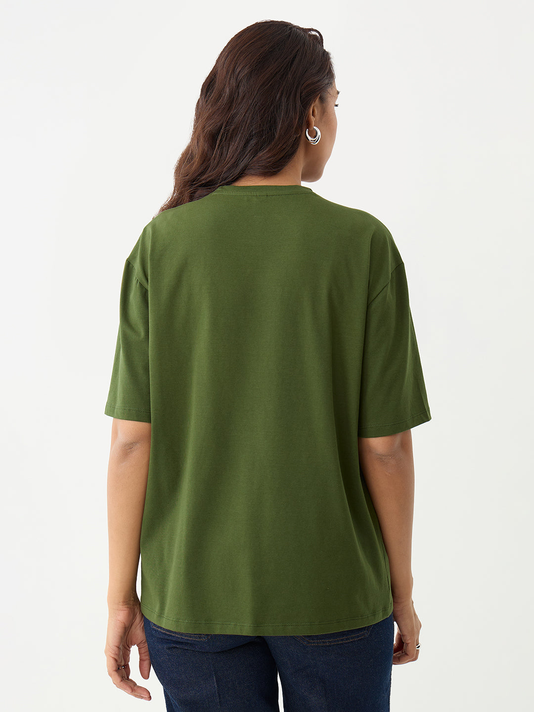 Olive Oversize Cotton Knit T-Shirt