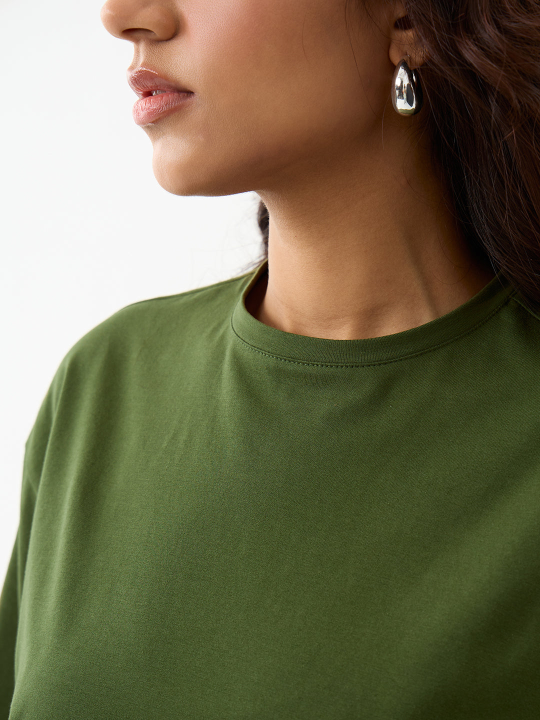 Olive Oversize Cotton Knit T-Shirt