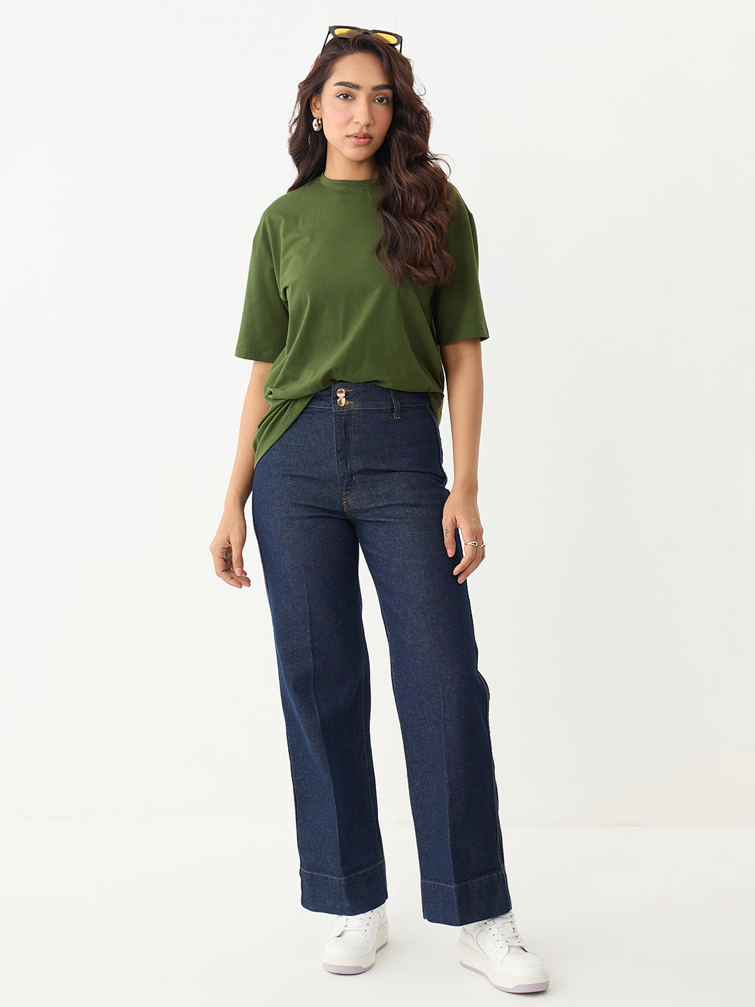 Olive Oversize Cotton Knit T-Shirt