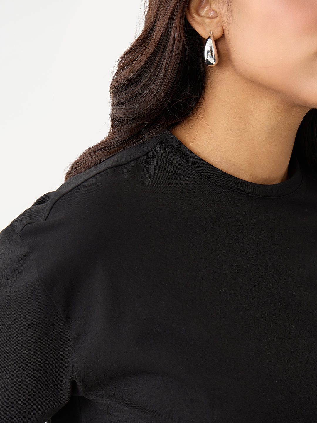 Black Oversize Cotton Knit T-Shirt