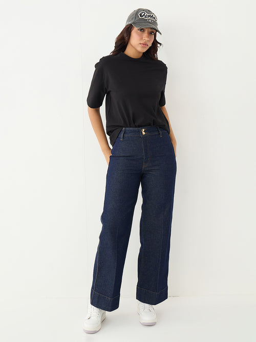 Black Oversize Cotton Knit T-Shirt