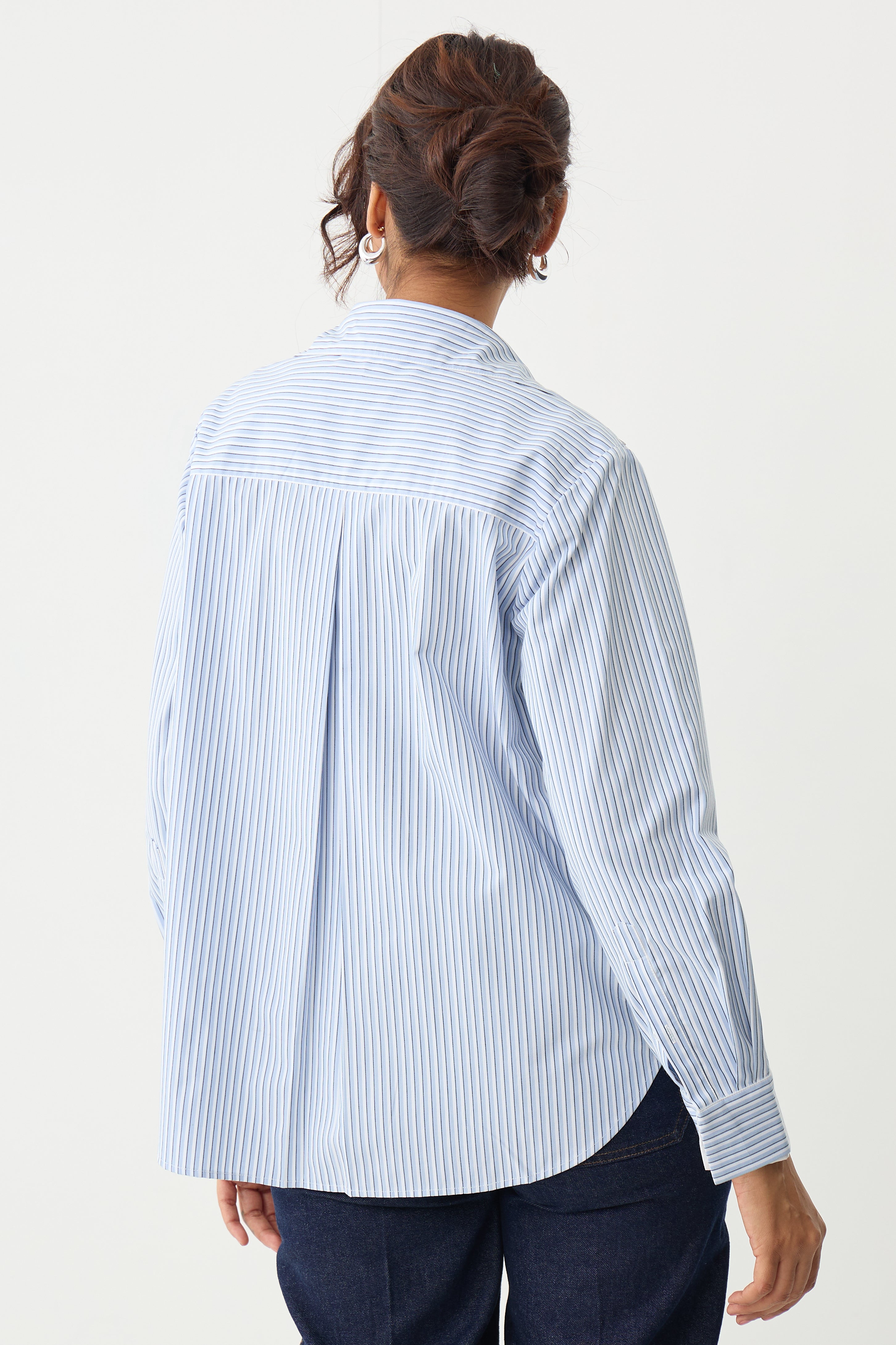 Blue Stripe Double Cuff Detail Shirt