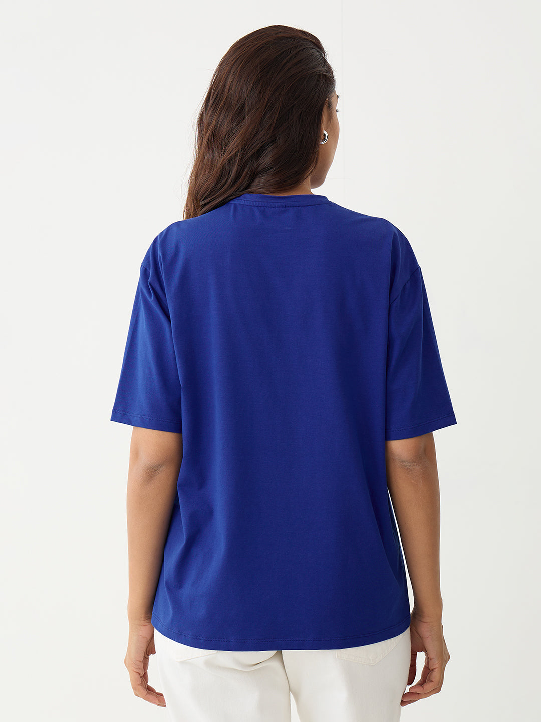 Royal Blue Oversize Cotton Knit T-Shirt