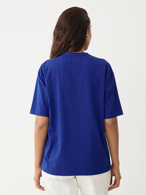 Royal Blue Oversize Cotton Knit T-Shirt