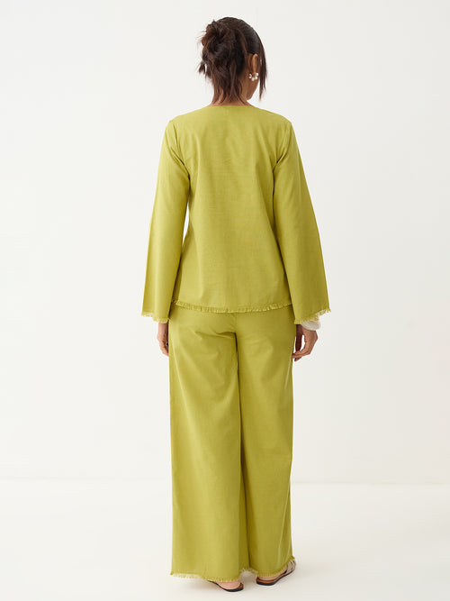 LinenLite Citrine Green Tie-up Co-ord