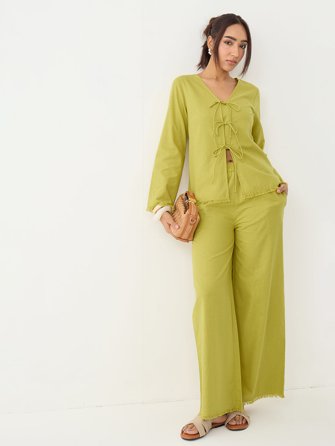 LinenLite Citrine Green Tie-up Co-ord