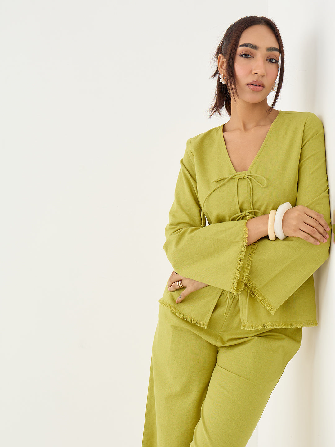 LinenLite Citrine Green Tie-up Co-ord
