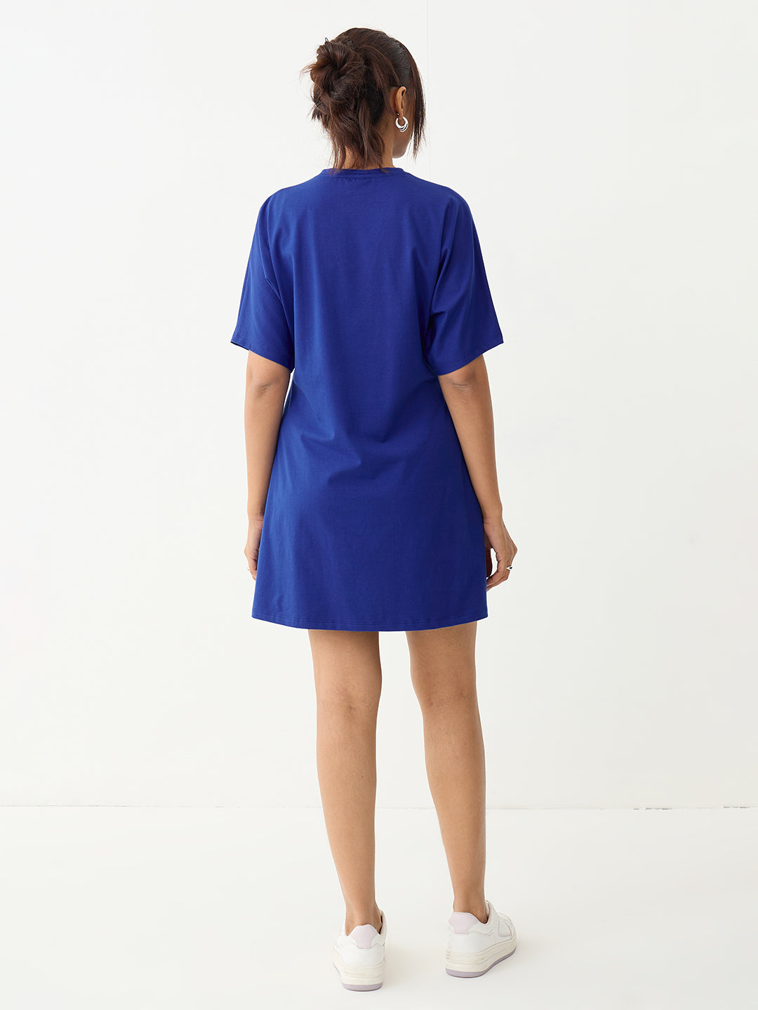 Royal Blue Knit Kimono Sleeves Mini Dress