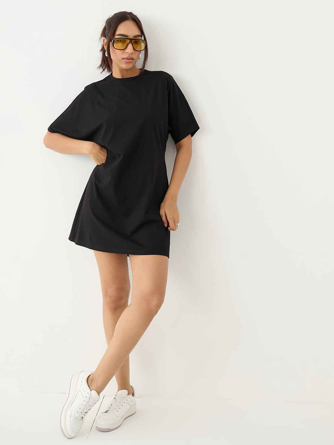 Black Knit Kimono Sleeves Mini Dress