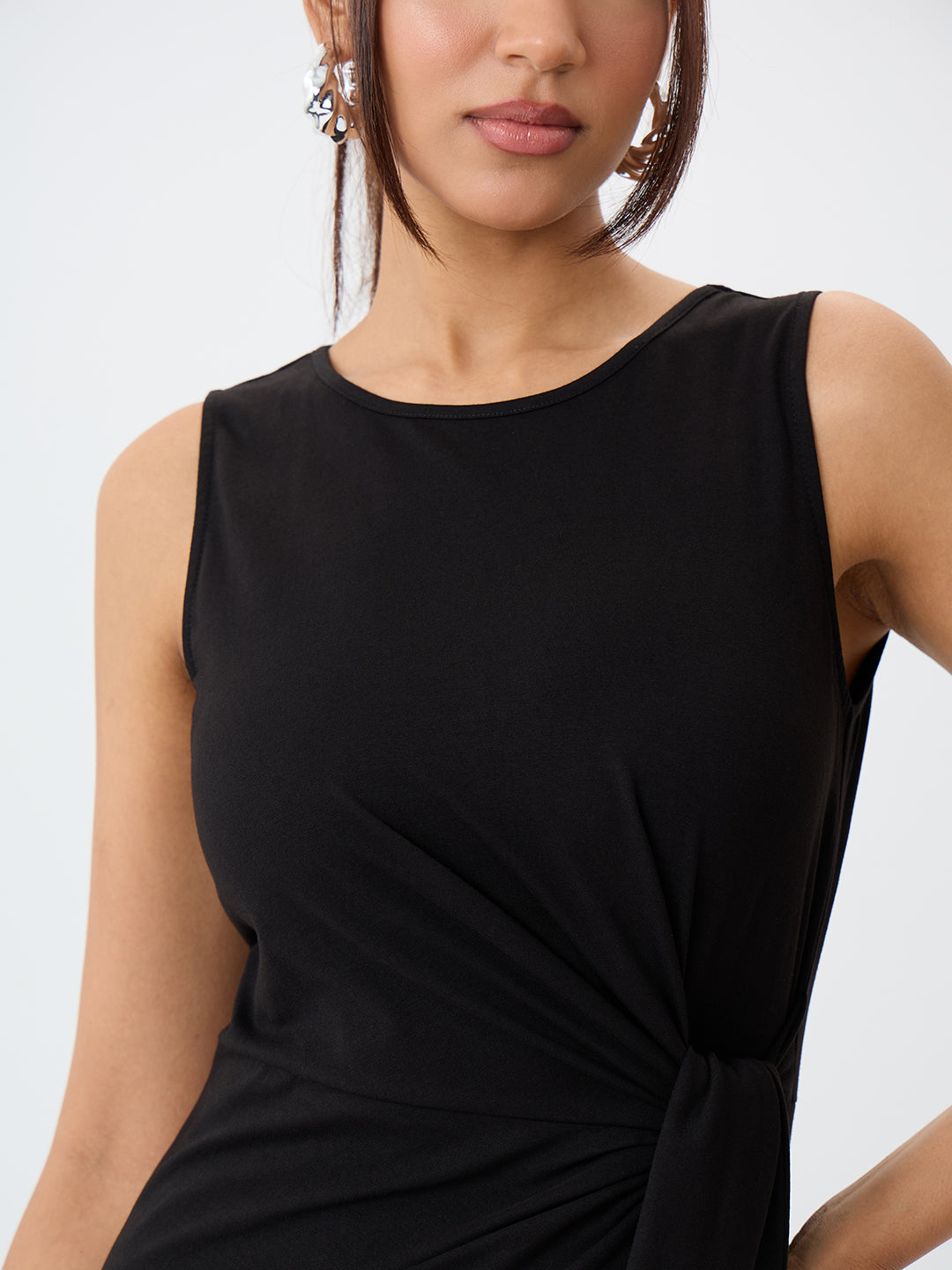 TrueStretch Black Side Tie-Up Maxi Dress