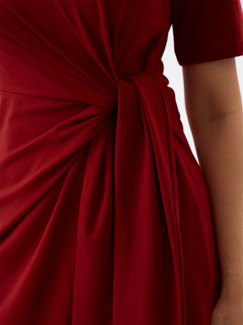 TrueStretch Red Side Tie-Up Mini Dress