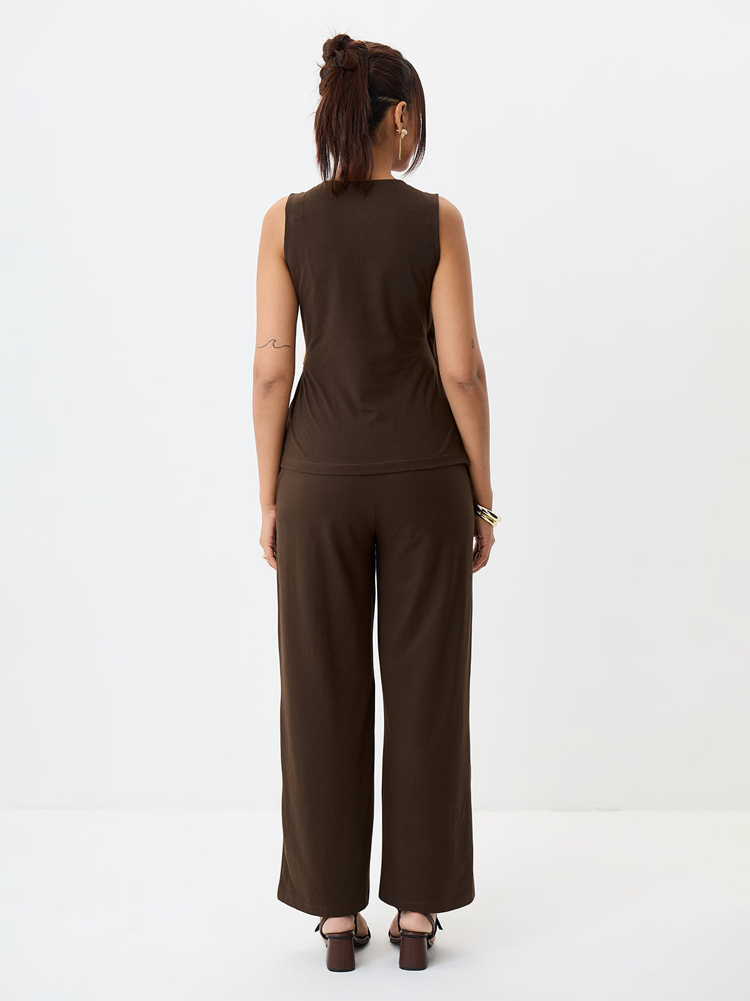 TrueStretch Brown Wrap Top Co-ord