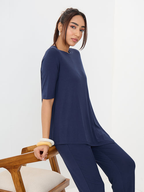 UltraSoft Bamboo Navy Asymmetrical Co-Ord