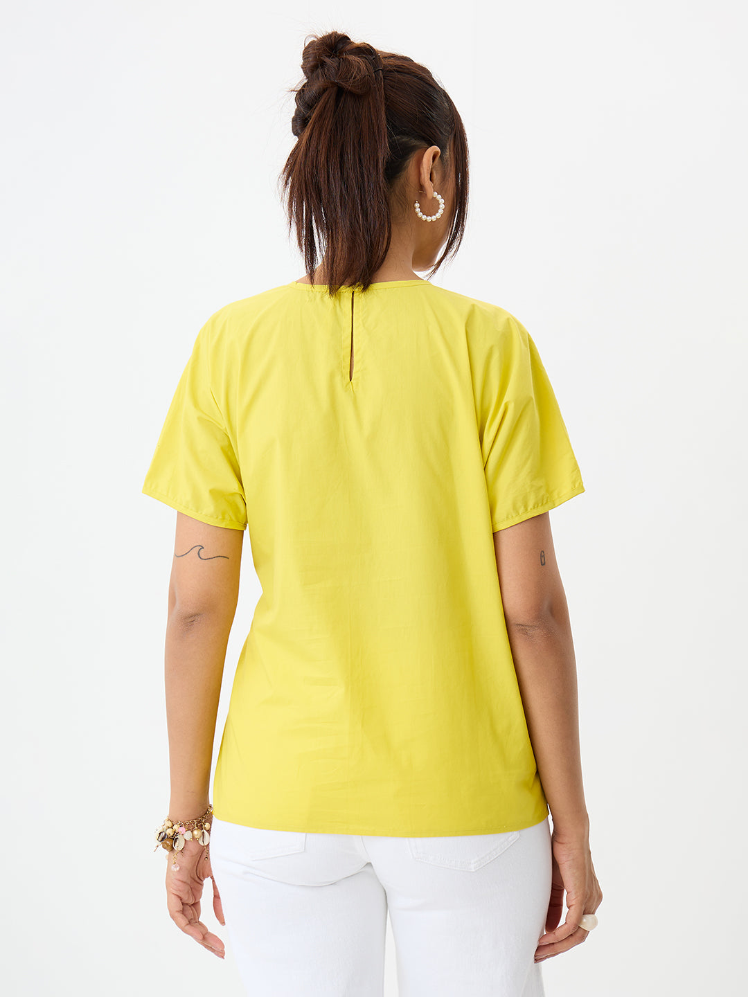 PaperLite Poplin Citrine Side Tie-Up Top