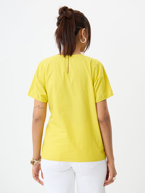 PaperLite Poplin Citrine Side Tie-Up Top