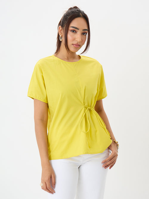 PaperLite Poplin Citrine Side Tie-Up Top