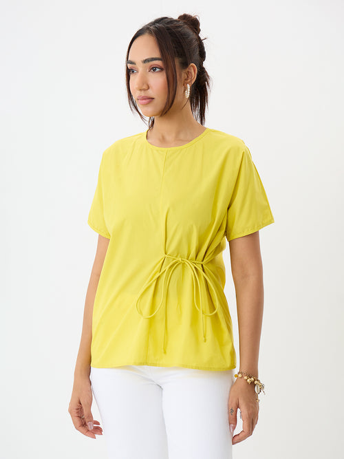 PaperLite Poplin Citrine Side Tie-Up Top
