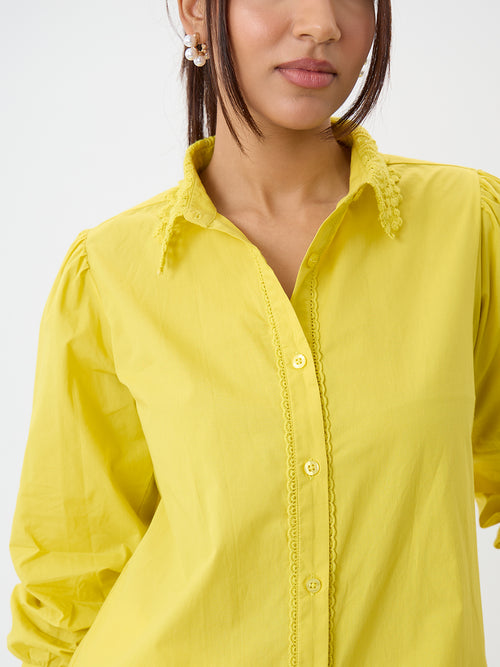 PaperLite Poplin Citrine Lace Detail Shirt