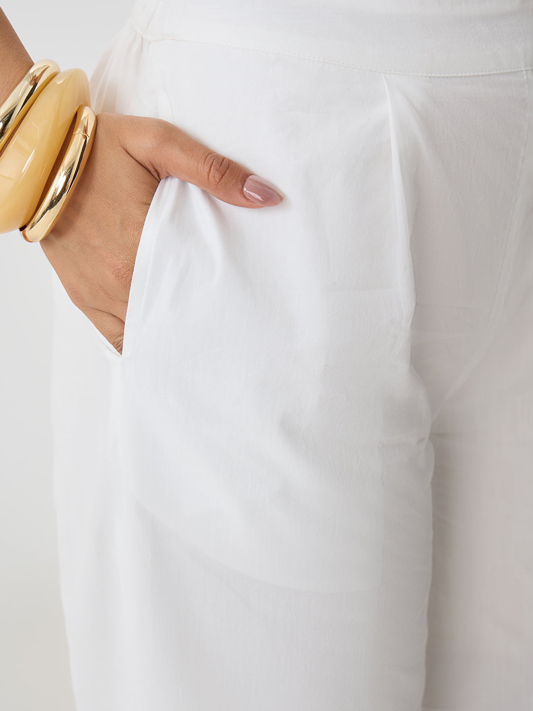 White Poplin Longline Shirt And Pants Co-Ord