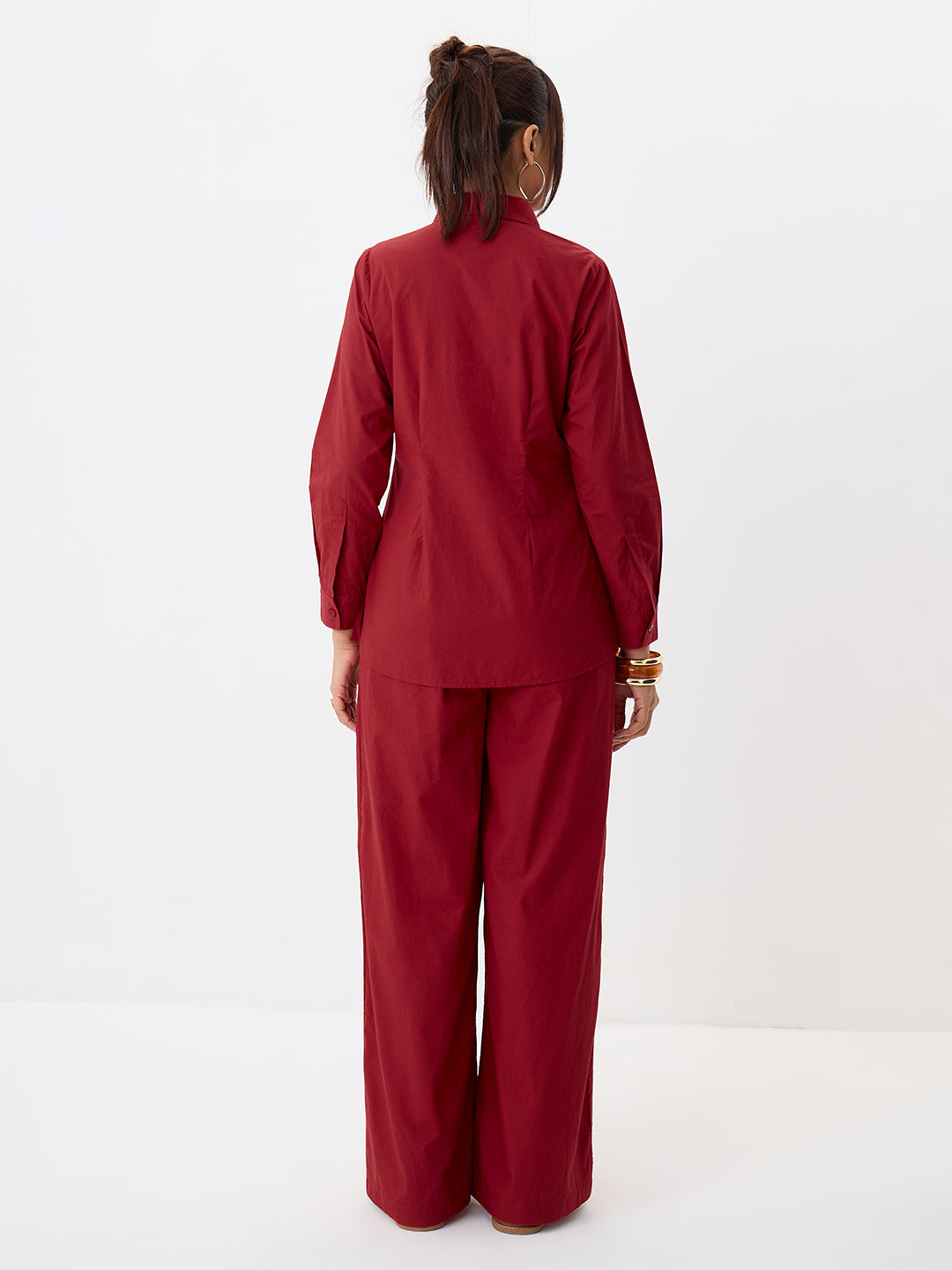 Red Poplin Tunic And Pants Co-Ord