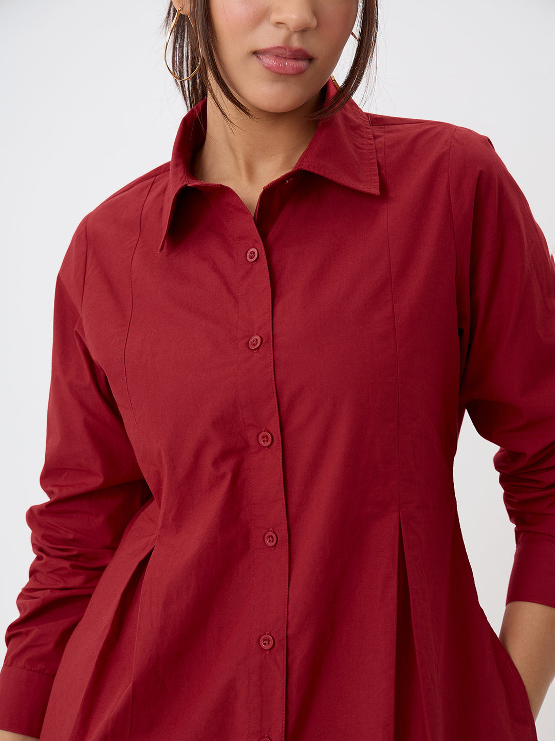 Red Poplin Tunic And Pants Co-Ord