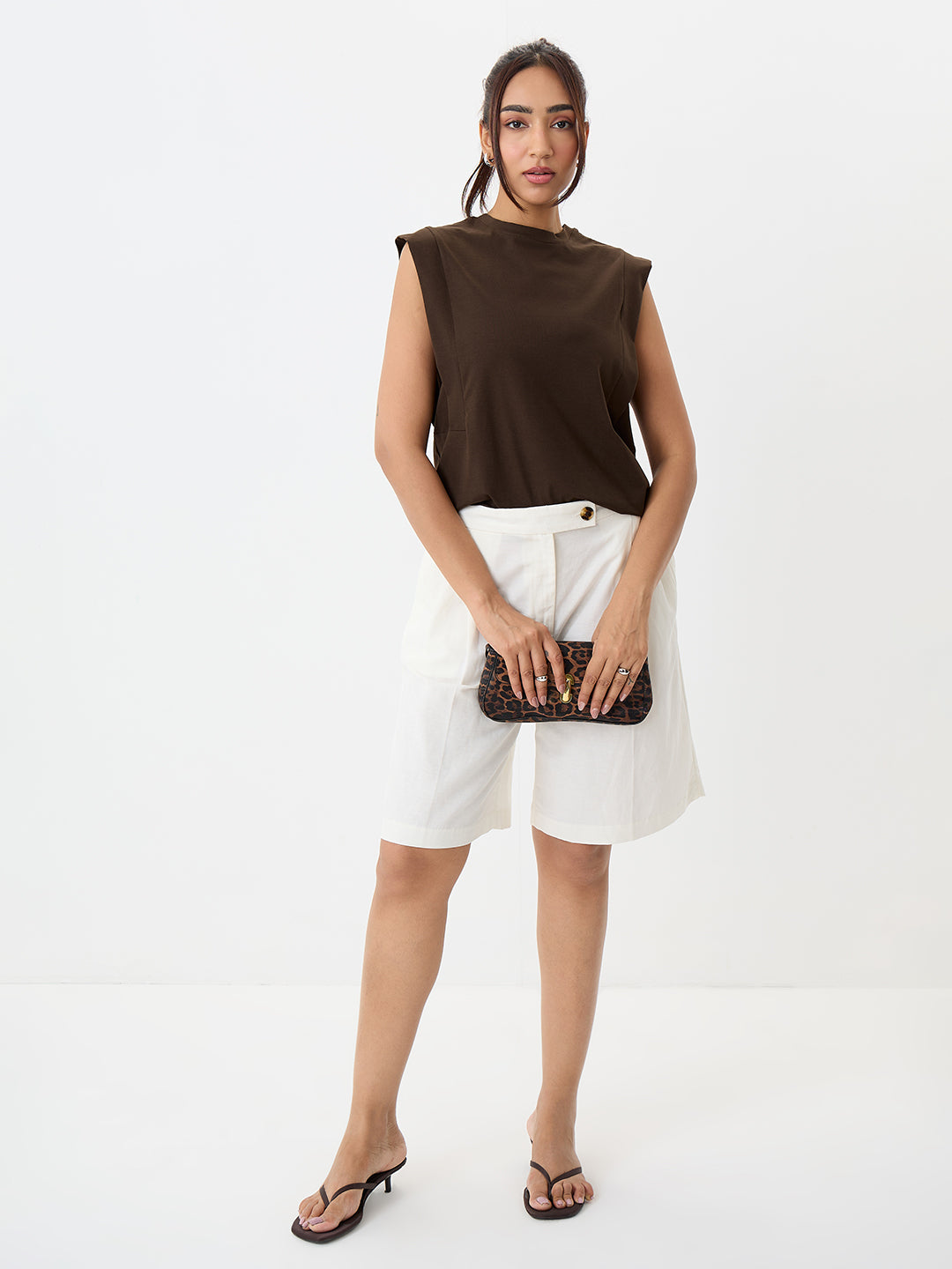 TrueStretch Brown Sleeveless T-shirt