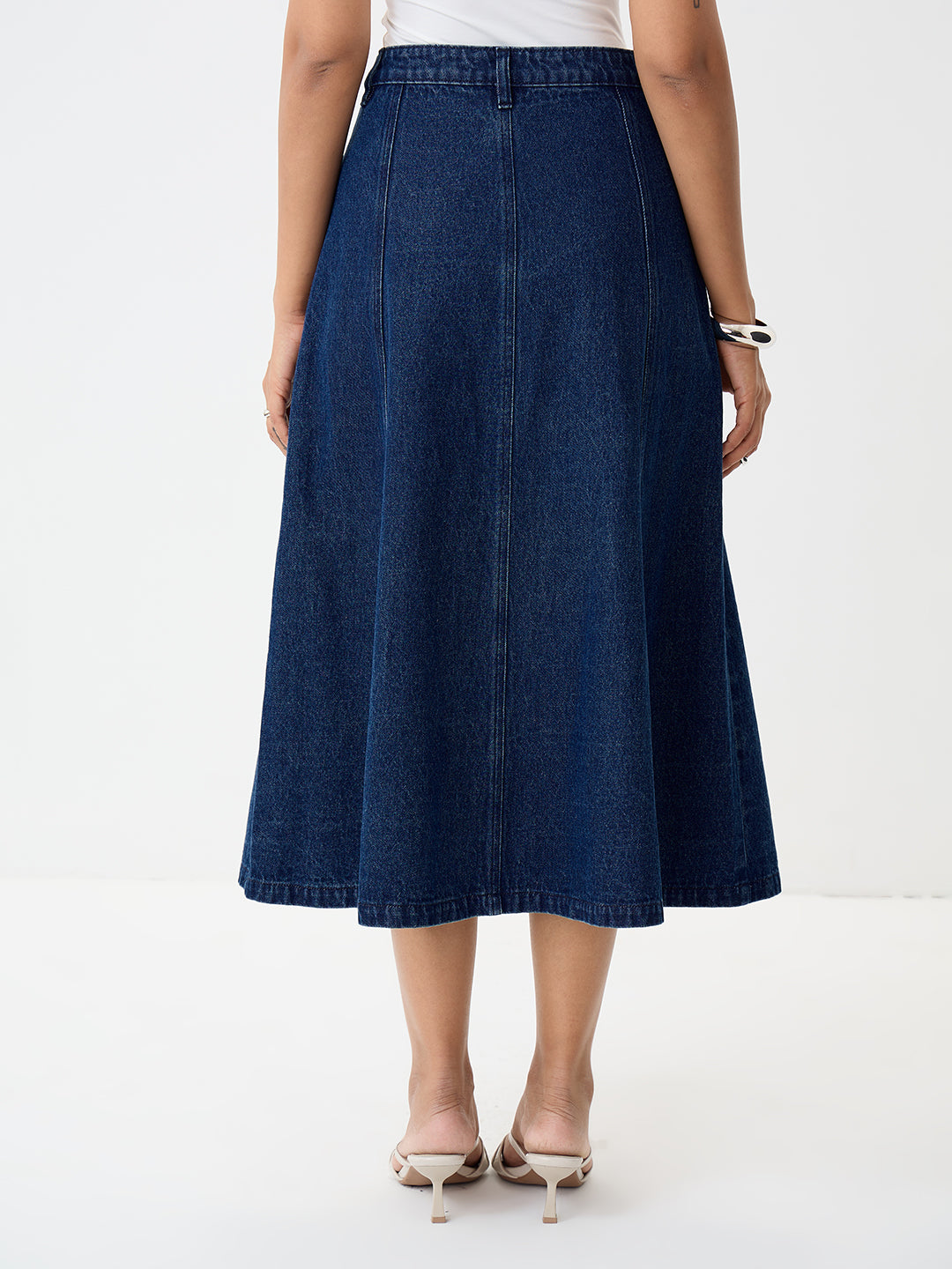 DenimClassic Navy A-Line Midi Skirt