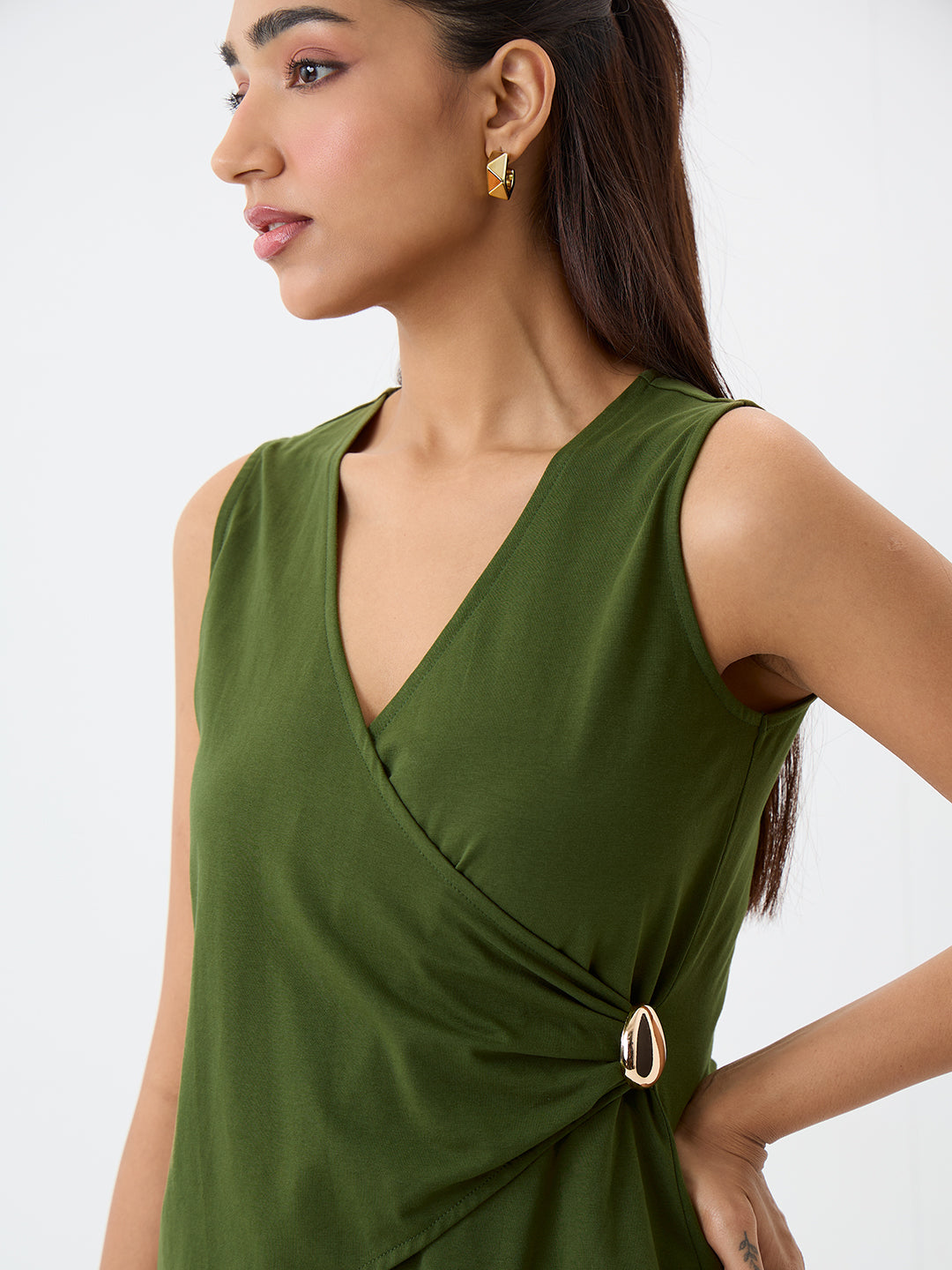 TrueStretch Olive Wrap Top Co-ord