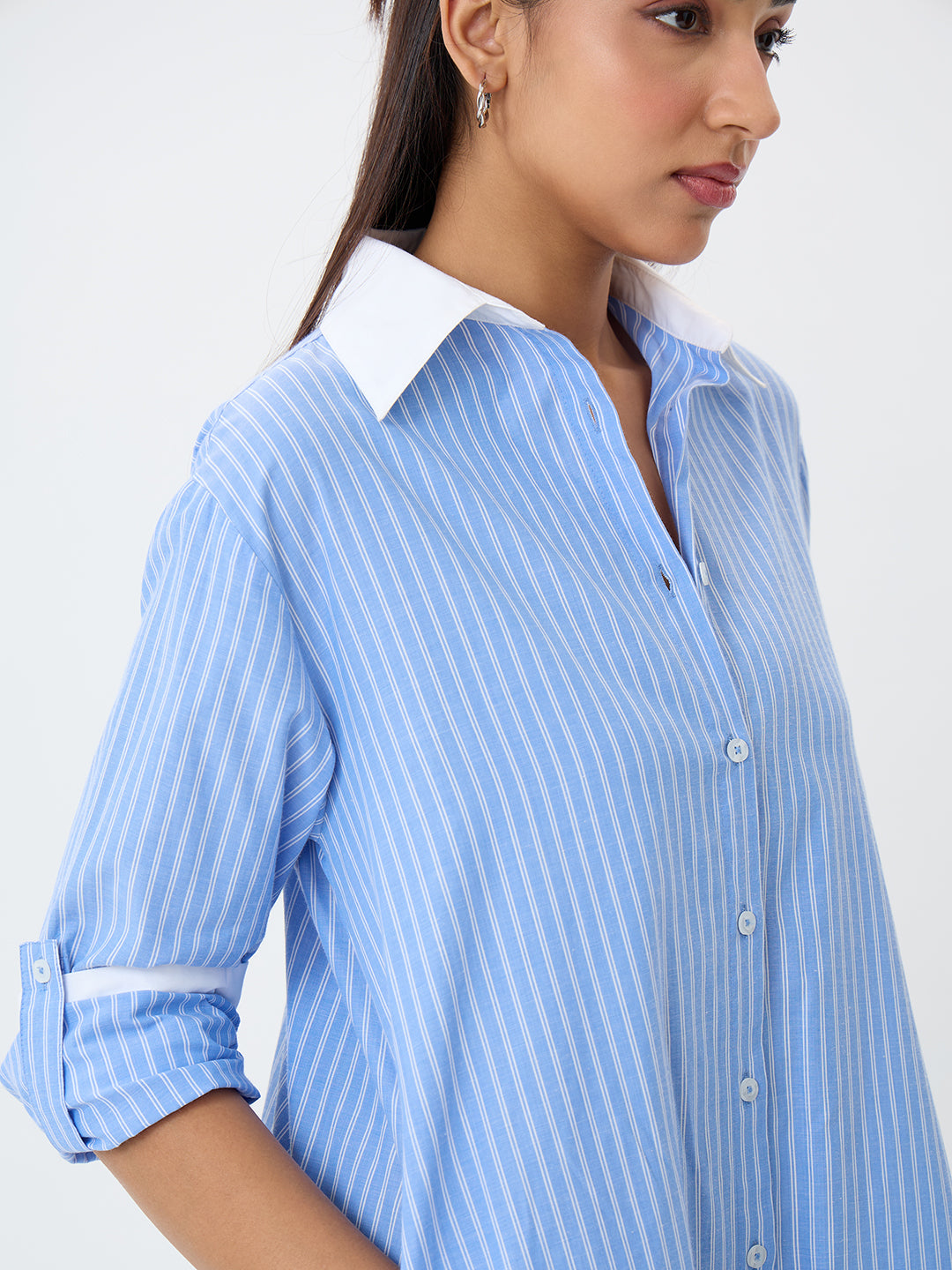 Blue Stripe Colorblock Maxi Dress