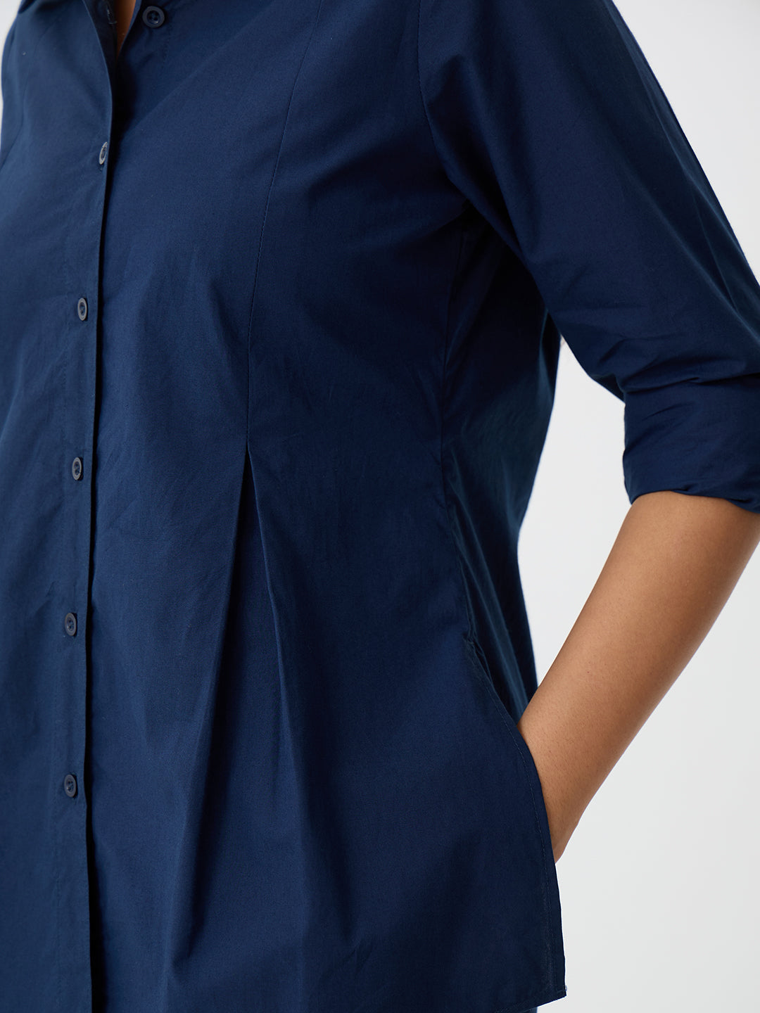 Navy Poplin Tunic And Pants Co-Ord