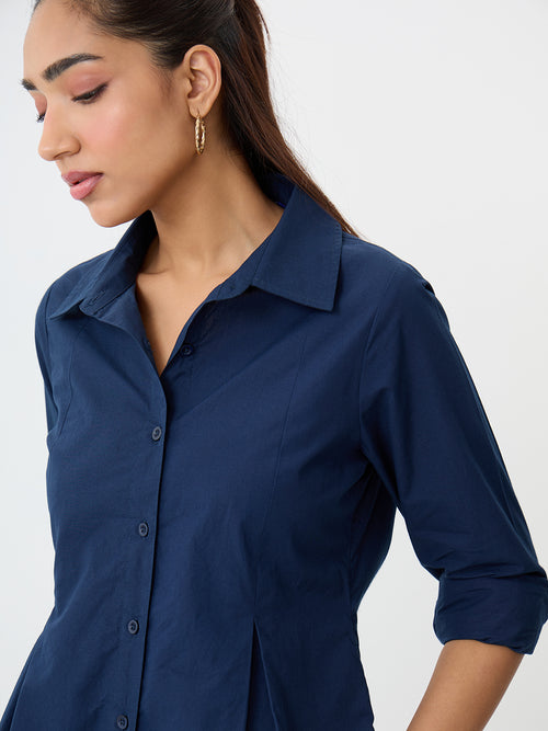 Navy Poplin Tunic And Pants Co-Ord