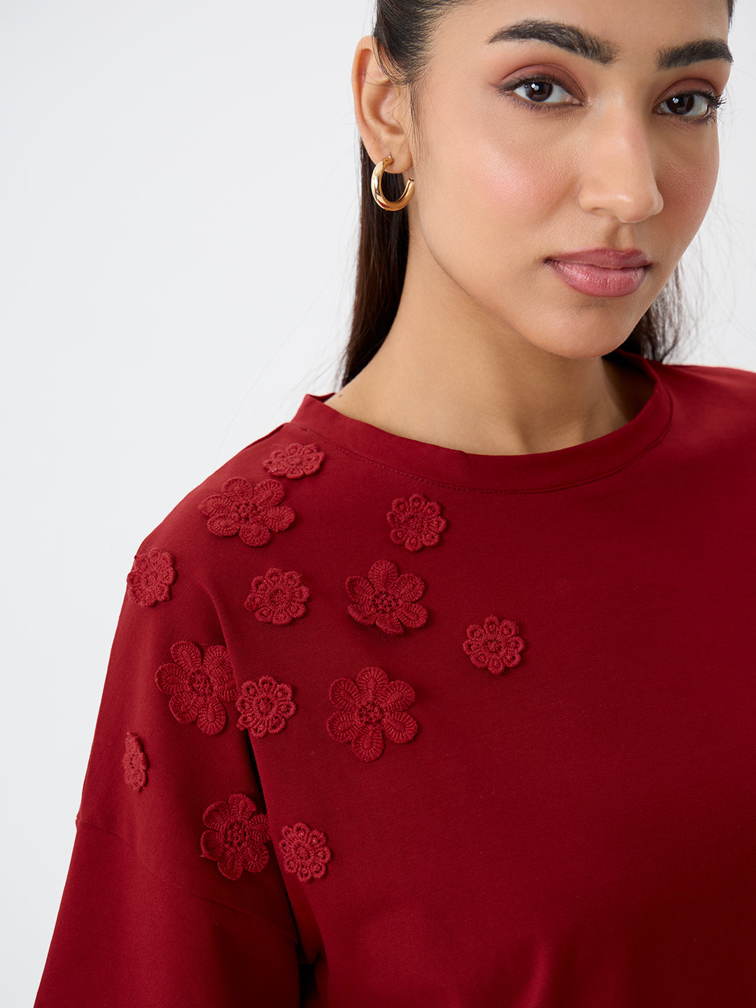 TrueStretch Red Flower Patch T-shirt