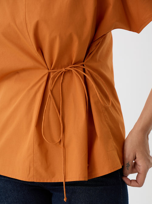 PaperLite Poplin Rust Side Tie-Up Top