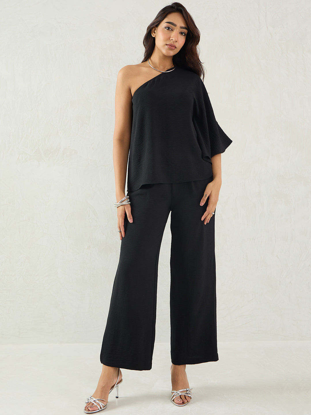 Black One Shoulder Co-Ord Set