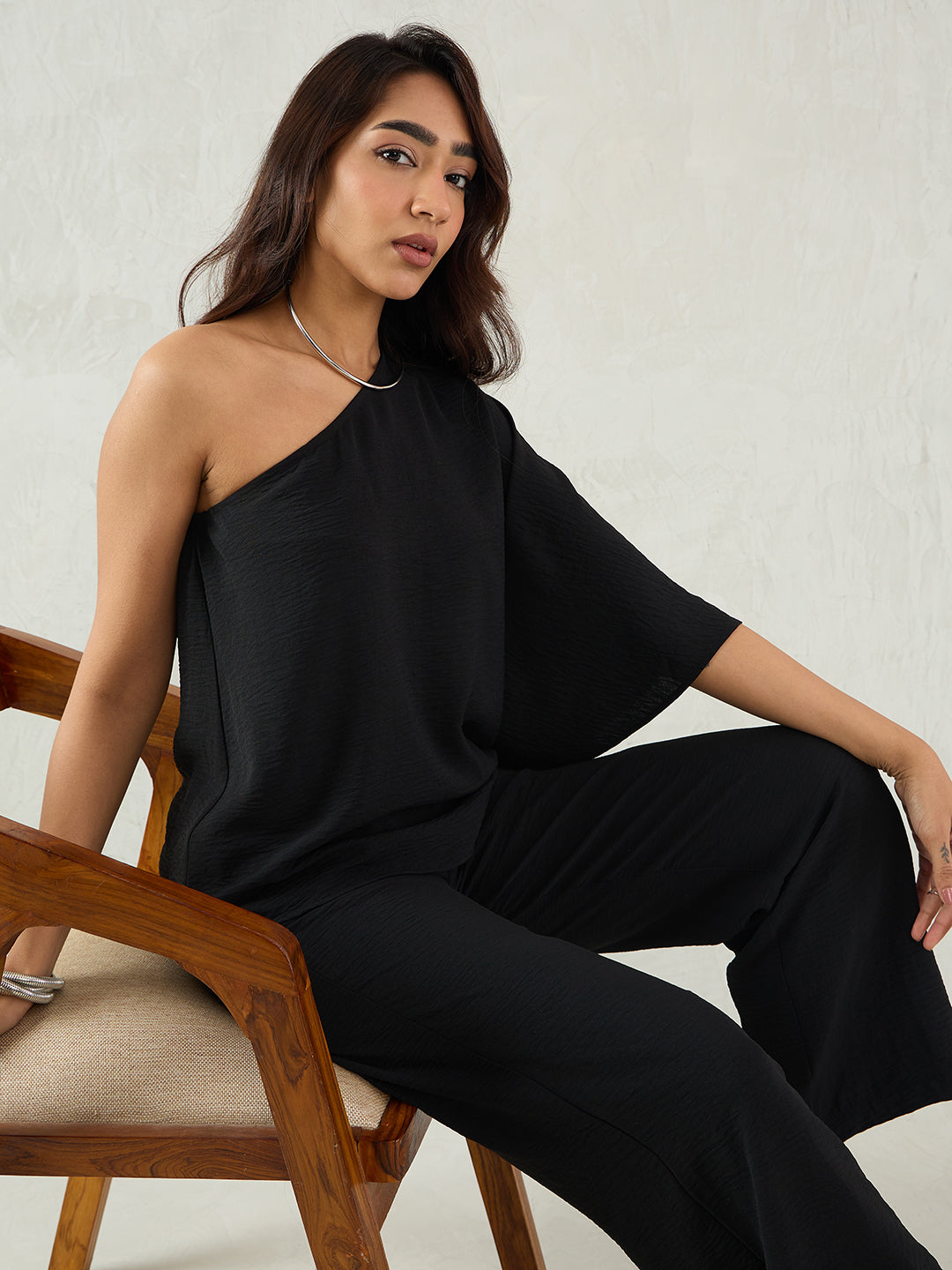 Black One Shoulder Co-Ord Set