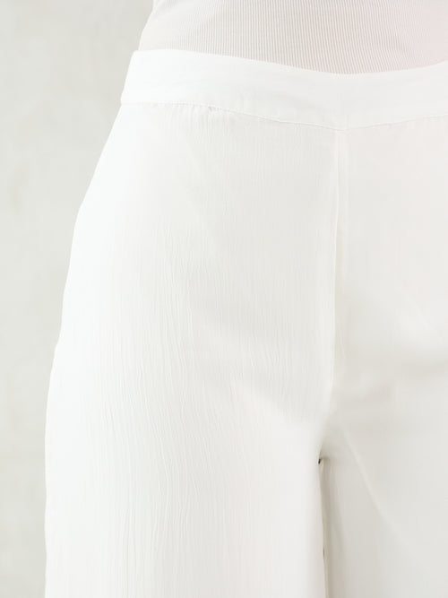 White Wide Leg Satin Pant