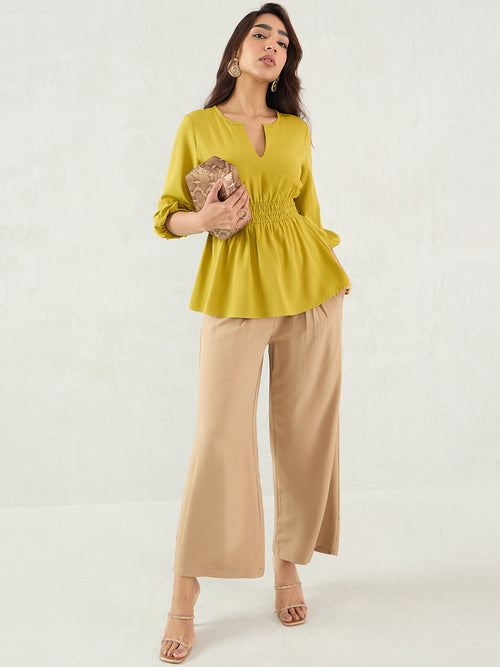 Citrine Green Cinched Waist Top
