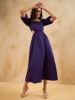 Purple Cotton Cut Out Maxi Dress