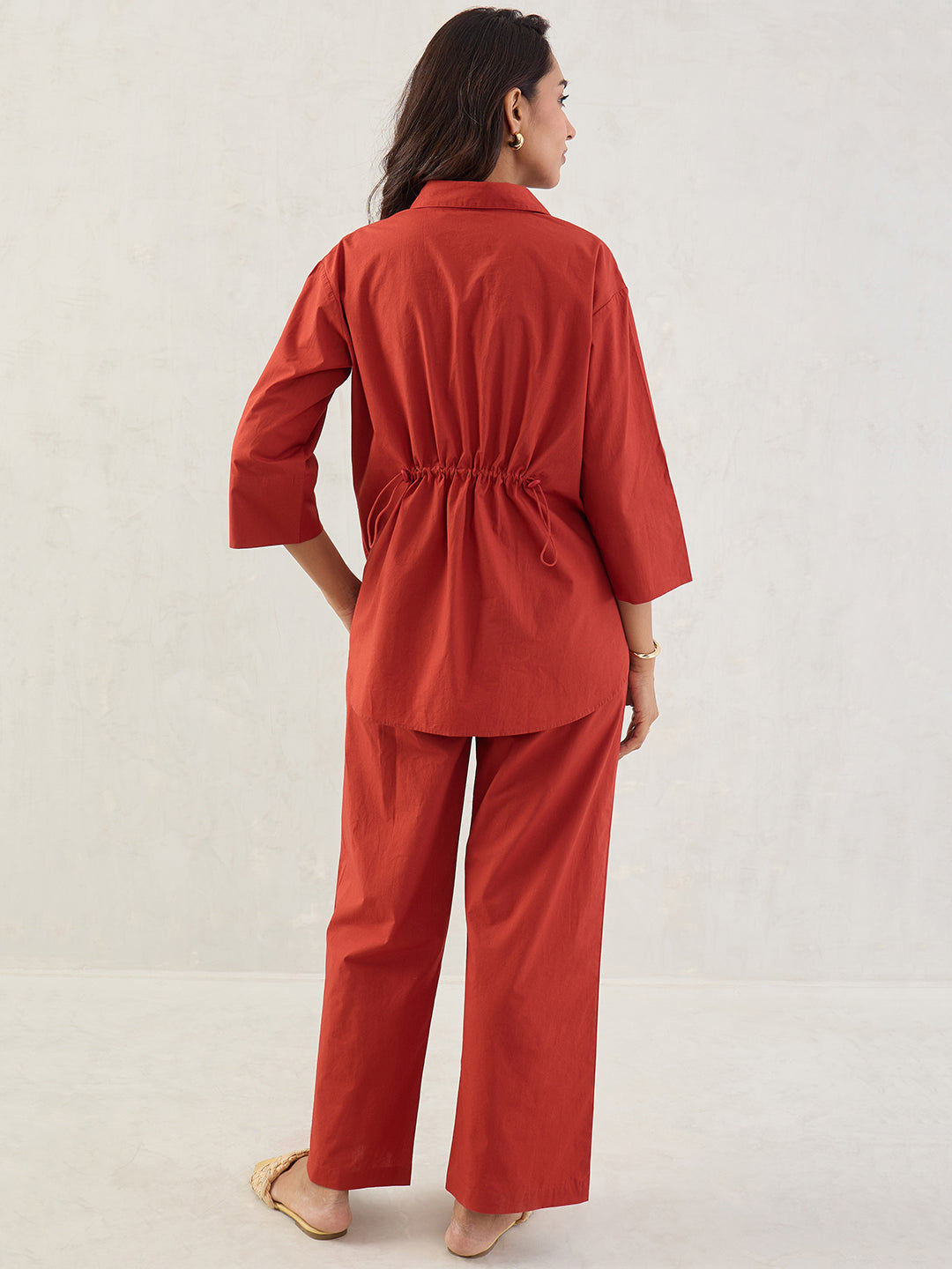 Rust Poplin Shirt Co-Ord Set