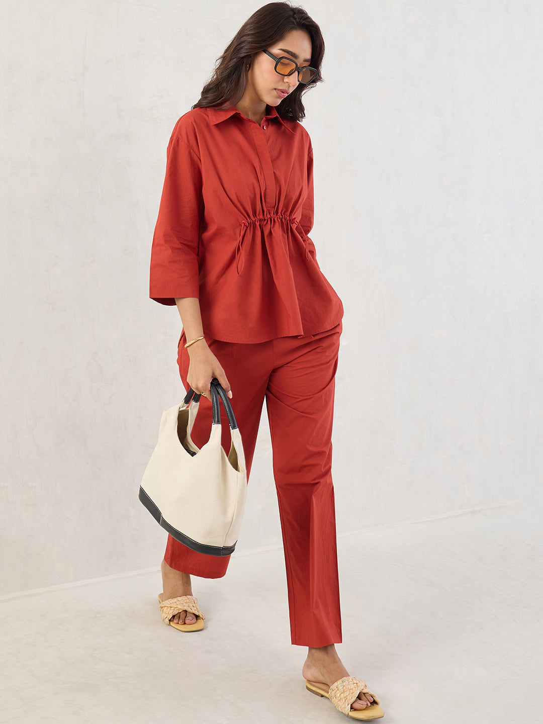 Rust Poplin Shirt Co-Ord Set